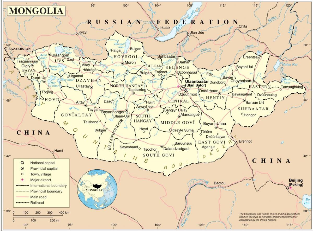 Mongolia mapa del país