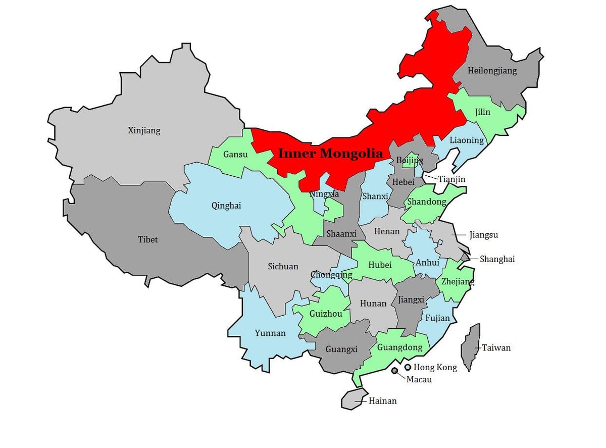 mapa de la región de Mongolia