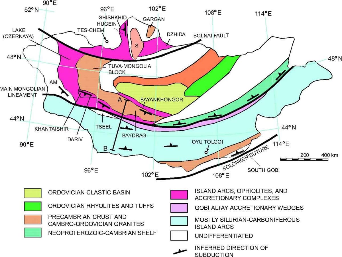 mapa de mapa geológico de Mongolia
