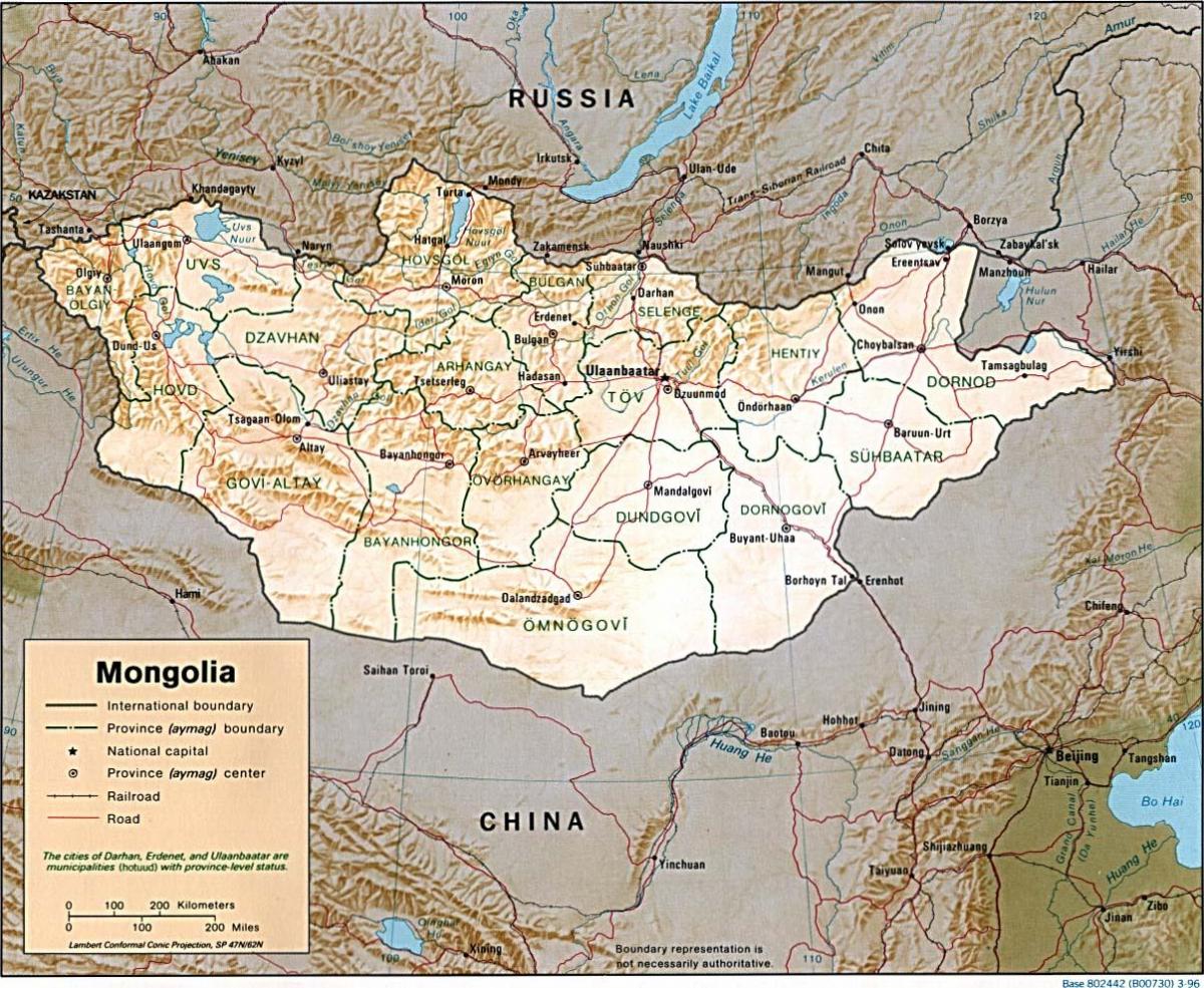 Mongolia mapa geográfico