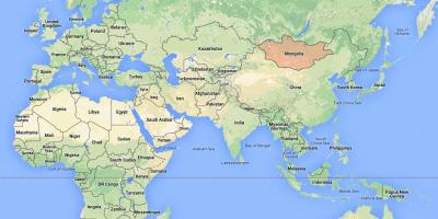 Mapa del mundo que muestra Mongolia